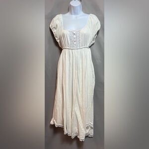 Vntg Lucie Ann Women’s Pink‎ Nightgown Lace Trim White Sz Medium Style 607